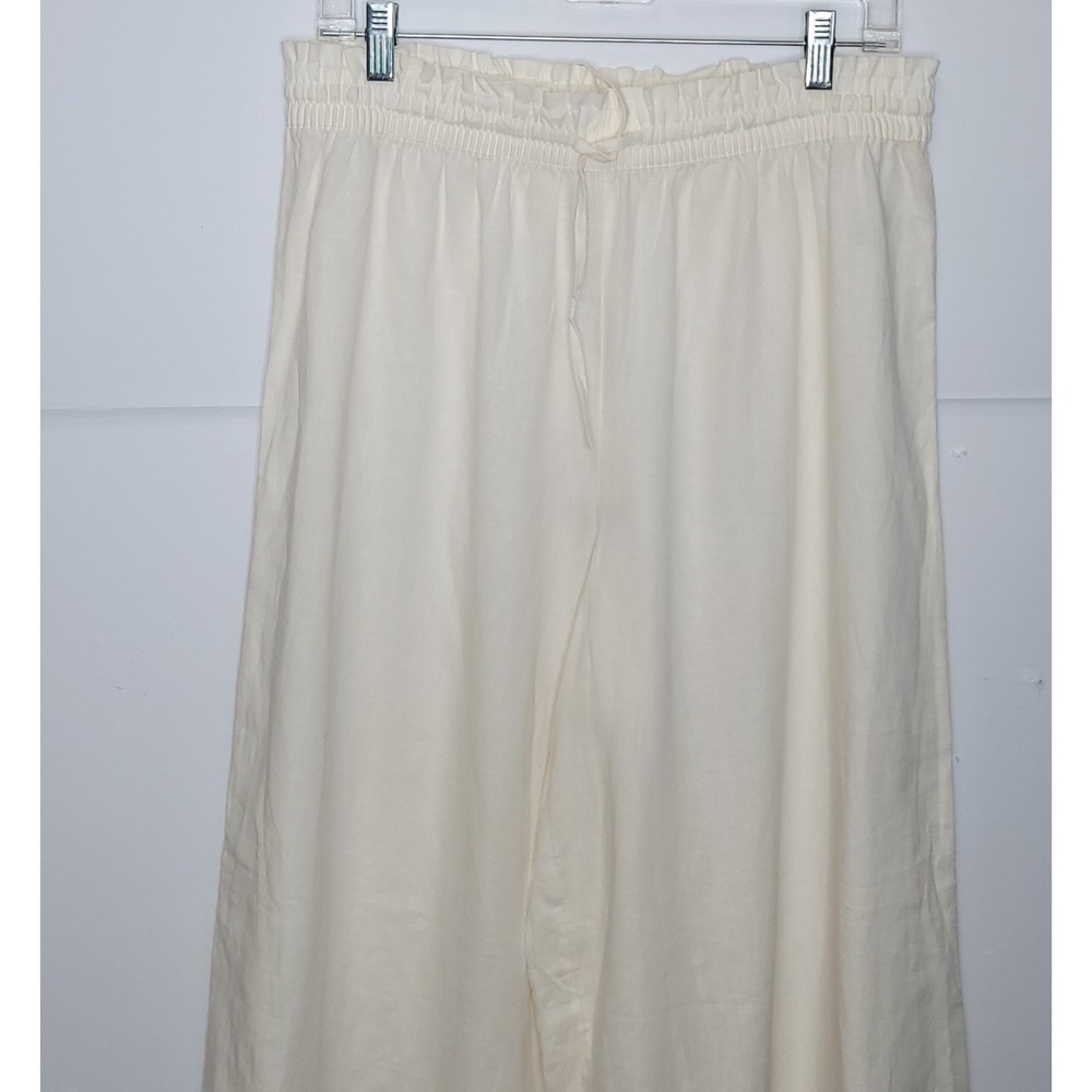 CALIA Cover Up Palazzo Pant M Cream Linen Blend Wide Leg Resort Minimalist Beach - Picture 4 of 9
